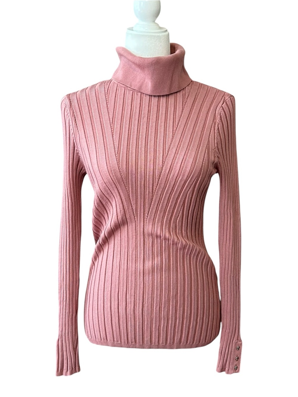 WHBM Ribbed Turtleneck Sweater Career Casual Women’s SZ Large in Cottage Rose